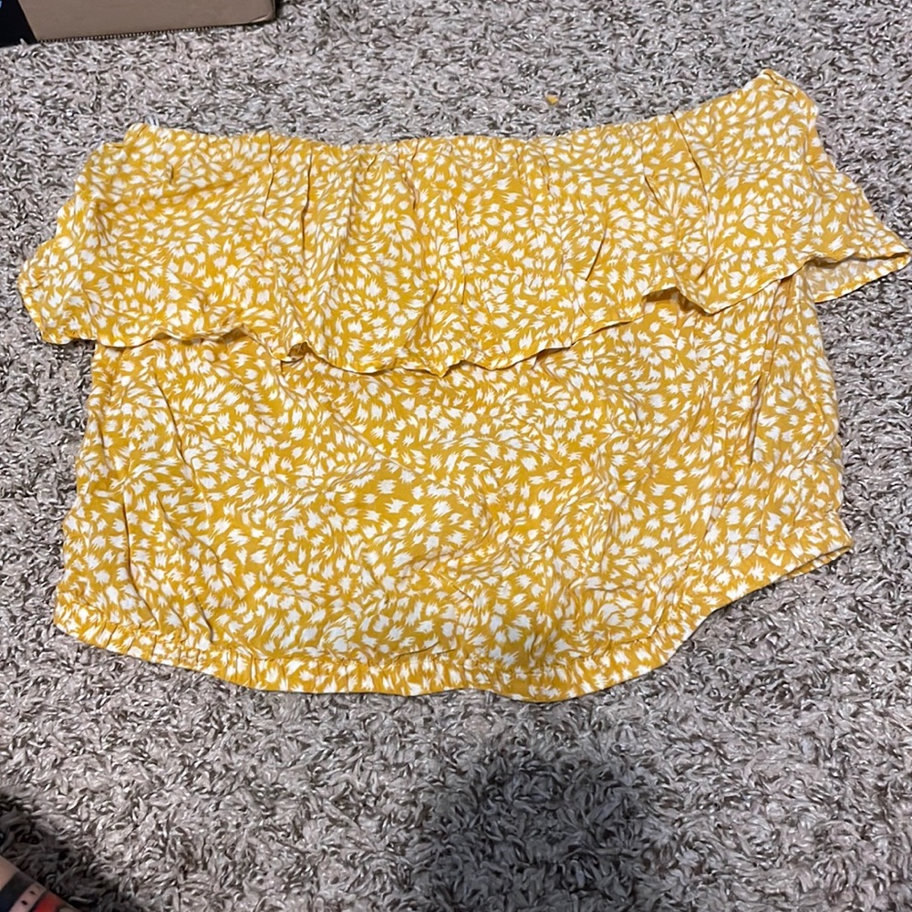 Yellow off the should crop top